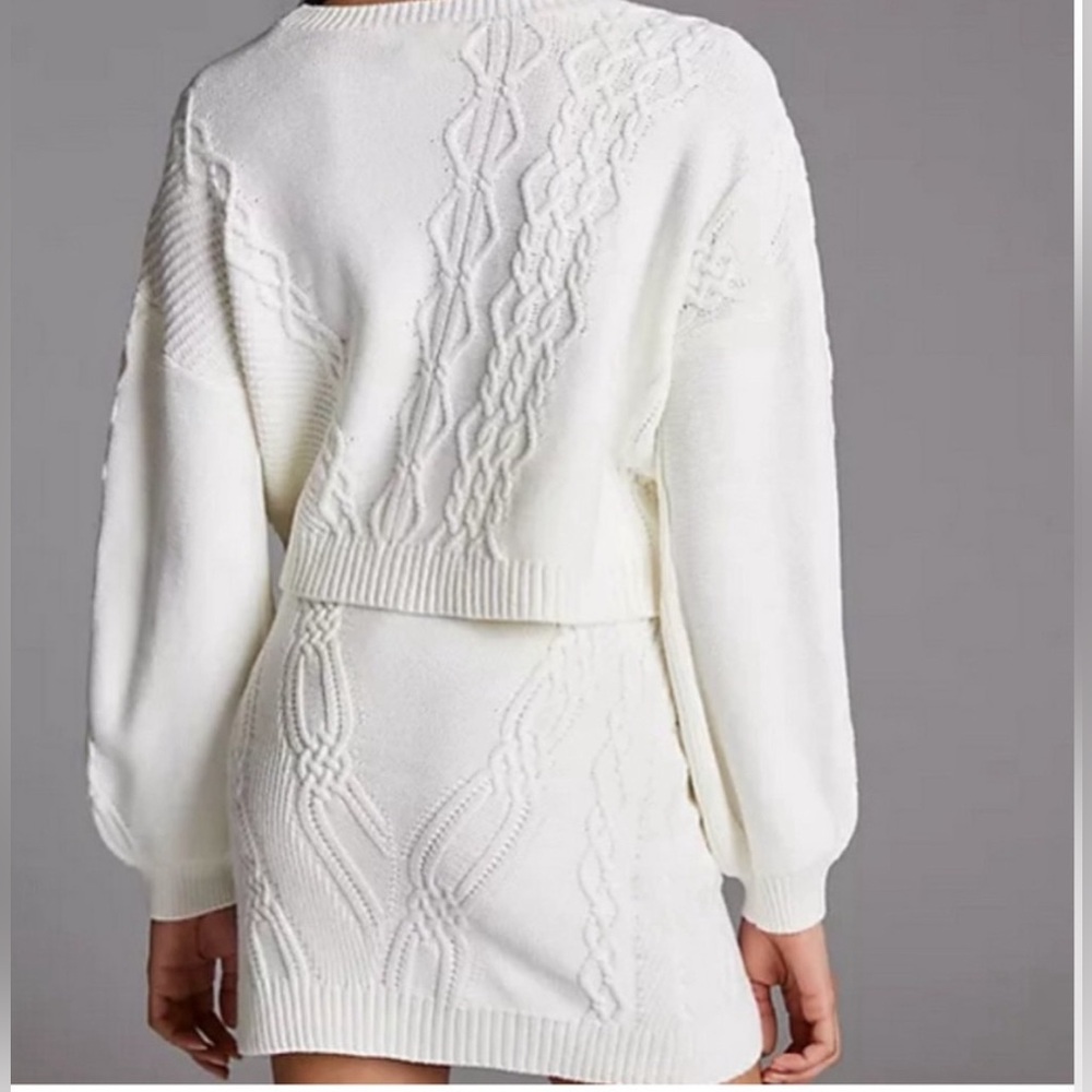 Anthropologie cable knit two piece set NWT ivory
